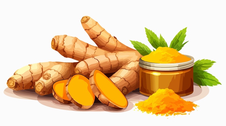 Vetor cúrcuma engraçada e bonita para o seu ingrediente de cozinha