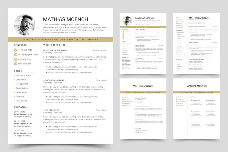 Vetor currículo e carta de apresentação modelo de currículo minimalista