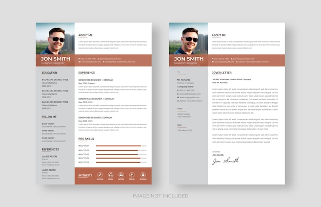Currículo limpo e profissional ou modelo de cv com carta de apresentação