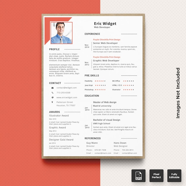 Currículo mínimo resume cv template vector premium