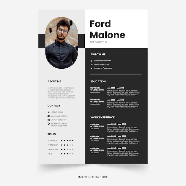Currículo moderno editável ou design de modelo cv minimalista