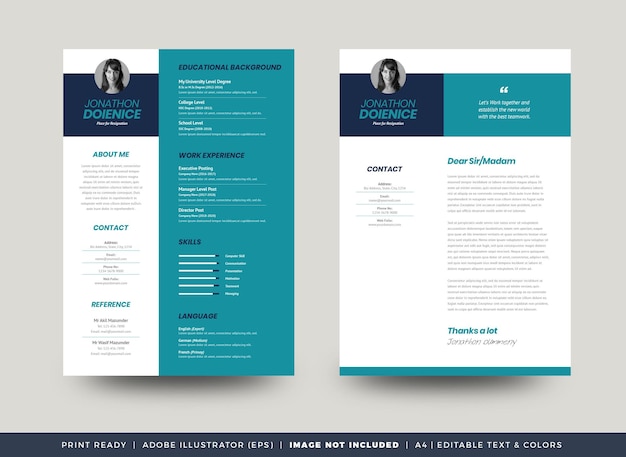 Curriculum vitae CV Currículo Modelo de Design ou Detalhes Pessoais para Candidatura a Emprego
