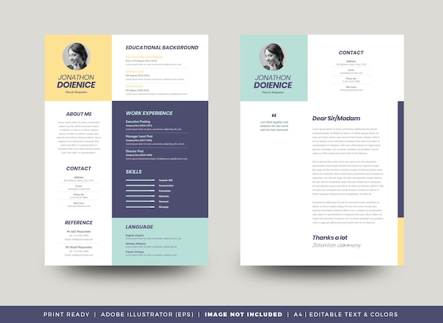 Curriculum vitae CV Currículo Modelo de Design ou Detalhes Pessoais para Candidatura a Emprego