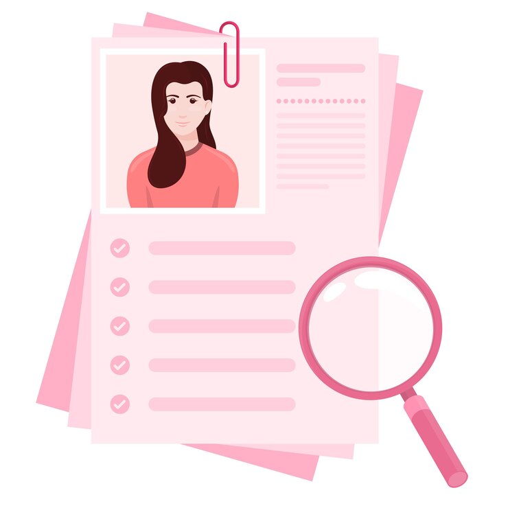 Vetor curriculum vitae design com lupa