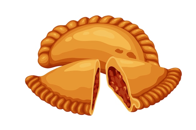 Curry puffEmpanada argentina isolada em fundo branco Vector eps 10