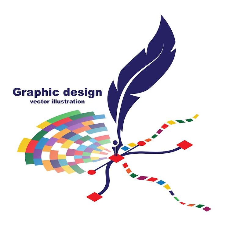 Vetor cursor de ferramenta caneta design gráfico de logotipo de cor criativa