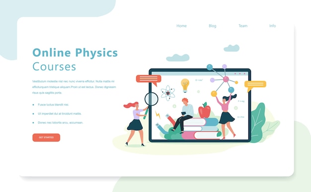 Cursos de física online. matéria escolar. ideia de ciência