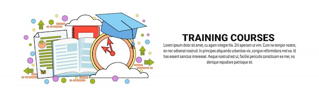 Cursos de formação business education concept modelo de banner horizontal