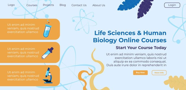 Vetor cursos on-line de ciências da vida e biologia humana