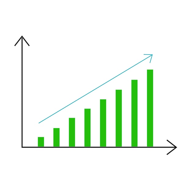 Curva estatística com seta crescendo. mostra o crescimento do lucro de um negócio. ilustração vetorial