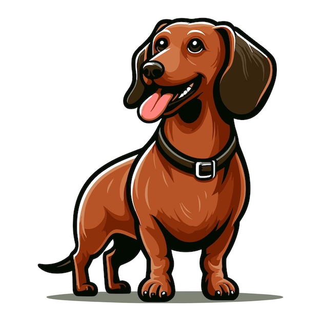 Cute adorável cachorro dachshund personagem de desenho animado ilustração vetorial animal de estimação engraçado cachorro de dachshunt