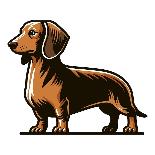 Cute adorável cachorro dachshund personagem de desenho animado ilustração vetorial animal de estimação engraçado cachorro de dachshunt