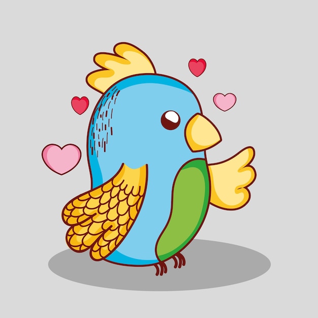 Cute adorável papagaio cartoon doodle