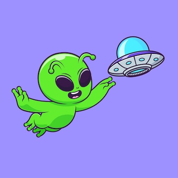 Bonito alien abraço ufo brinquedo desenhos animados ícone ilustração  vetorial ciência tecnologia conceito ícone isolado