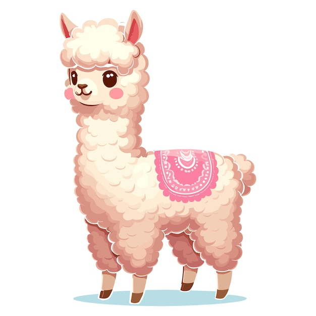 Vetor cute alpaca vector ilustração de desenho animado