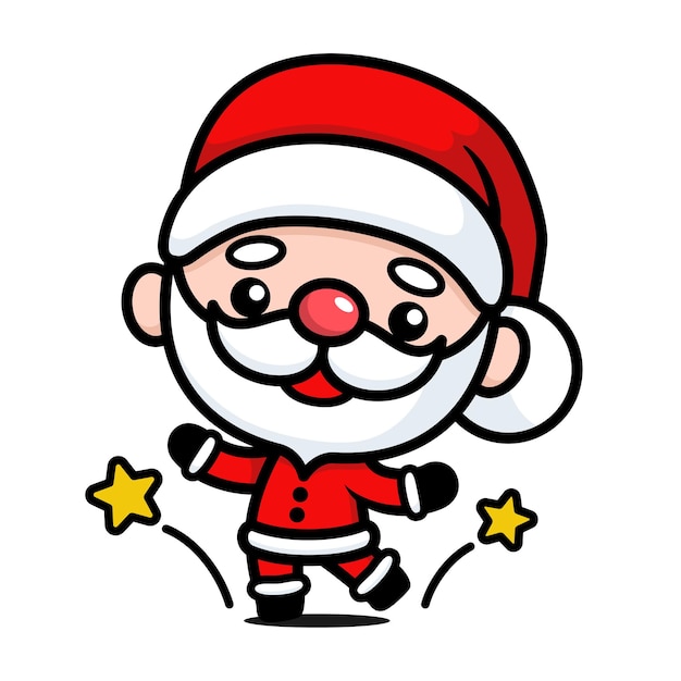 Cute And Kawaii Christmas Santa Claus Cartoon Character Dancing