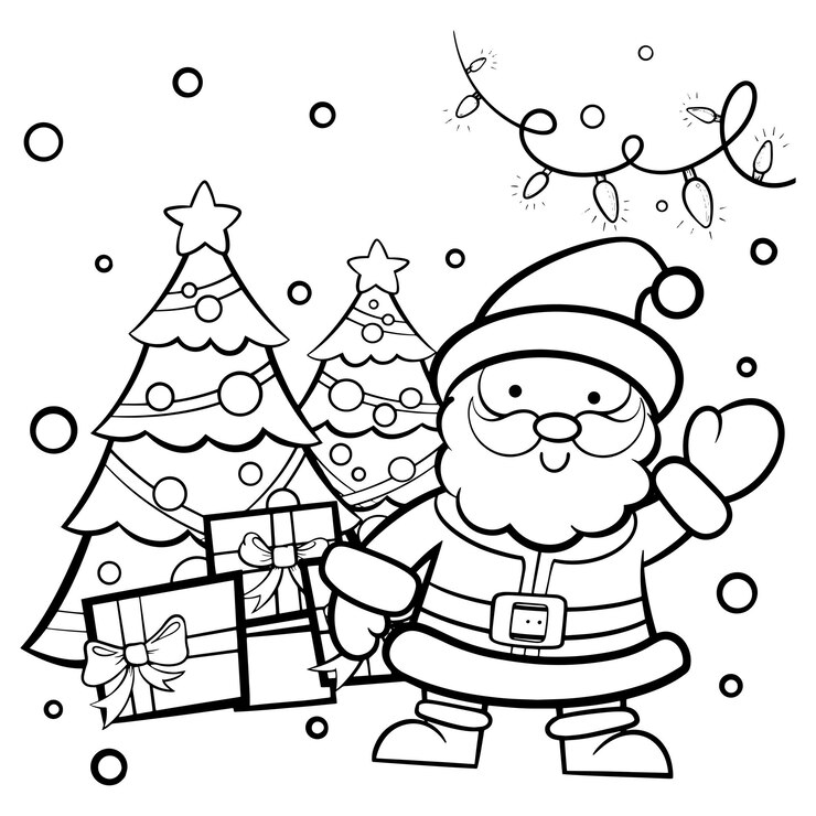 Vetor cute and lovely cartoon smiley santa claus vector illustration for kids coloring book.