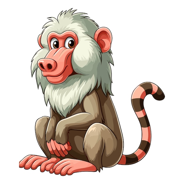 Vetor cute baboon vector ilustração de desenho animado