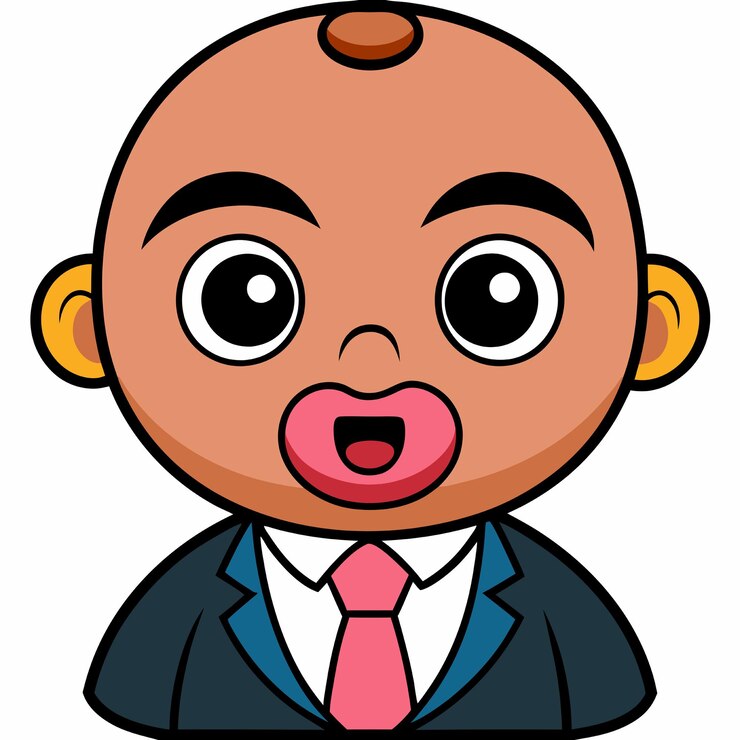 Vetor cute baby boss com chupeta ícone vetorial de desenho animado ilustração ícone de negócio de bebê conceito isolado estilo de desenho desenhado vetorial plano premium