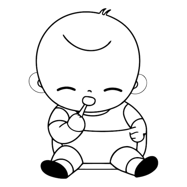 Cute baby boy comendo sobremesa vector ilustração de desenho animado design gráfico