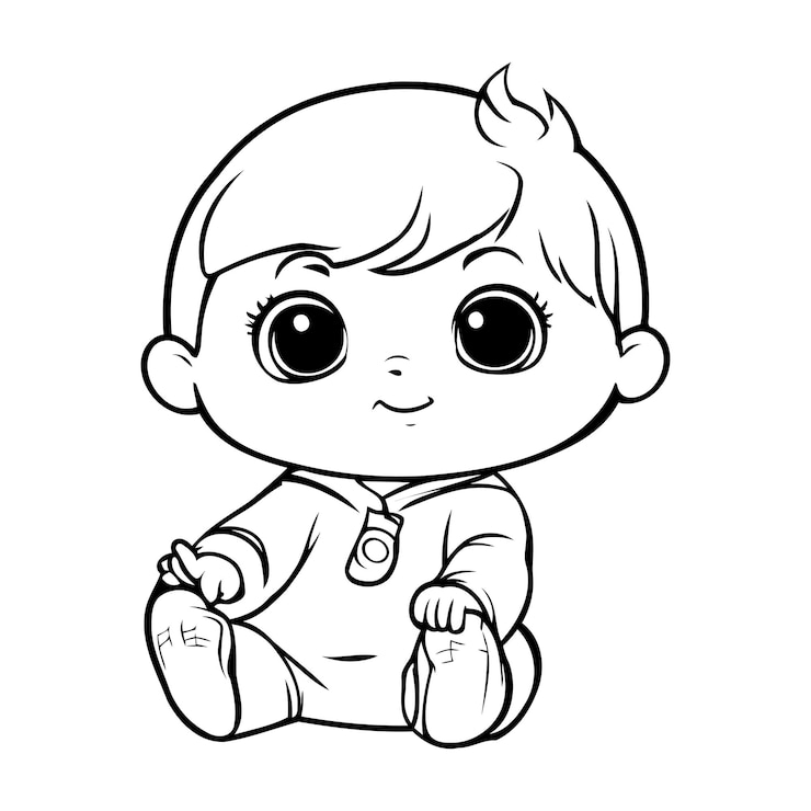 Cute Baby Boy Personagem de desenho animado Ilustração vetorial para livro de colorir