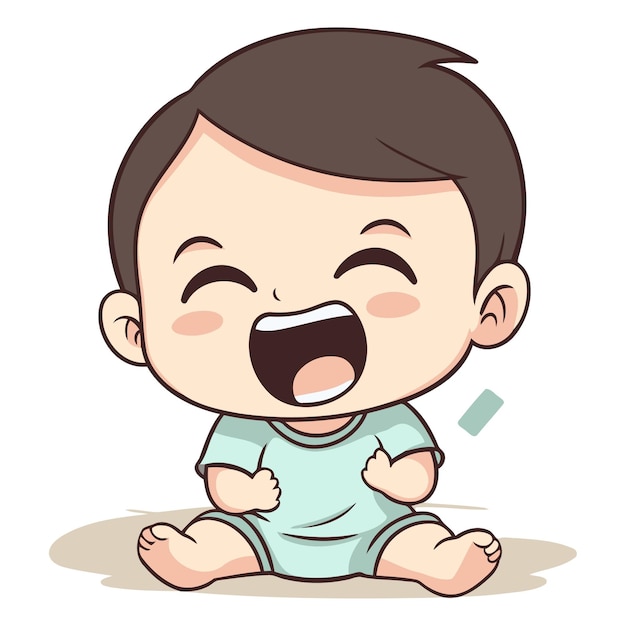 Vetor cute baby crying colorful cartoon character ilustração vetorial