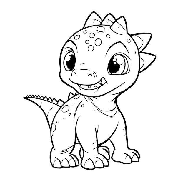 Cute baby dinosaur character line art página para colorir para crianças e adultos fofos de desenho animado