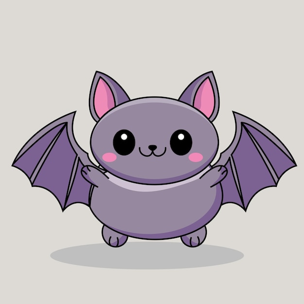 Cute Bat Cartoon Kawaii Sticker Ilustração vetorial de personagens