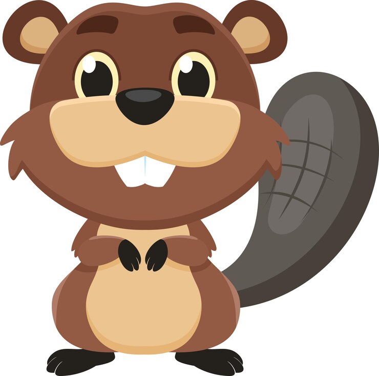 Vetor cute beaver animal personagem de desenho animado ilustração vetorial design plano