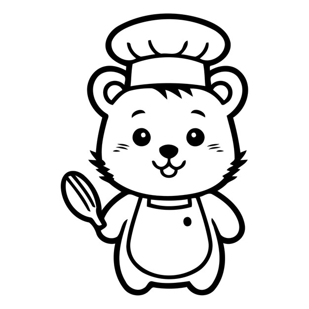 Vetor cute beaver chef personagem de desenho animado vector icon ilustração design