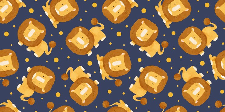 Vetor cute bebê leão fundo infantil de animal da selva africana impressão com filhote de leão aquarela padrão sem costura em fundo escuro para design crianças cartões de mercadorias tecido scrapbook suprimentos de escritório
