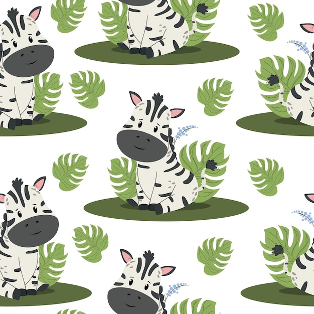 Cute bebê zebra fundo sem costura