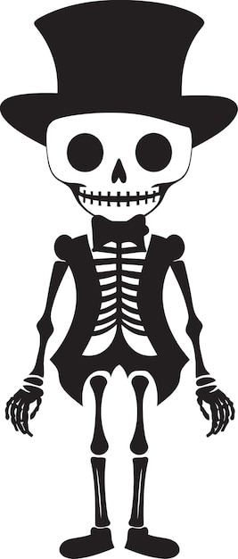 Cute bone ensemble full body vector quirky skeleton figure cute vector icon