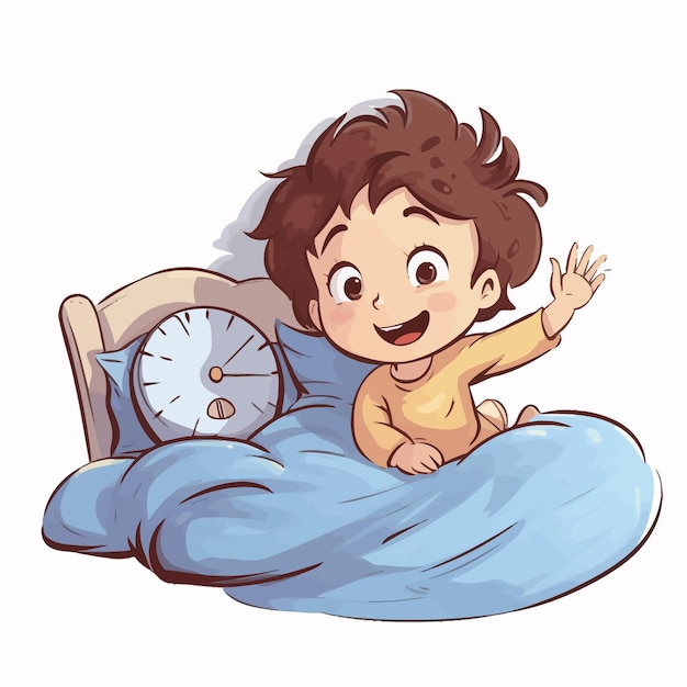 Cute_boy_waking_up_preschool_kid_daily_routine_activity