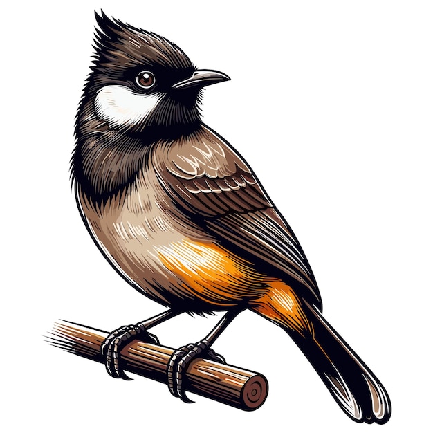 Vetor cute bulbul vector ilustração de desenho animado