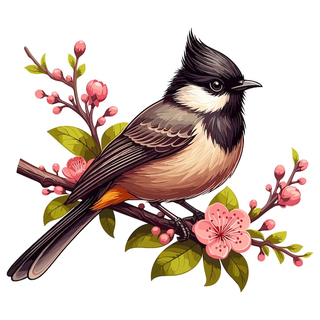 Vetor cute bulbul vector ilustração de desenho animado