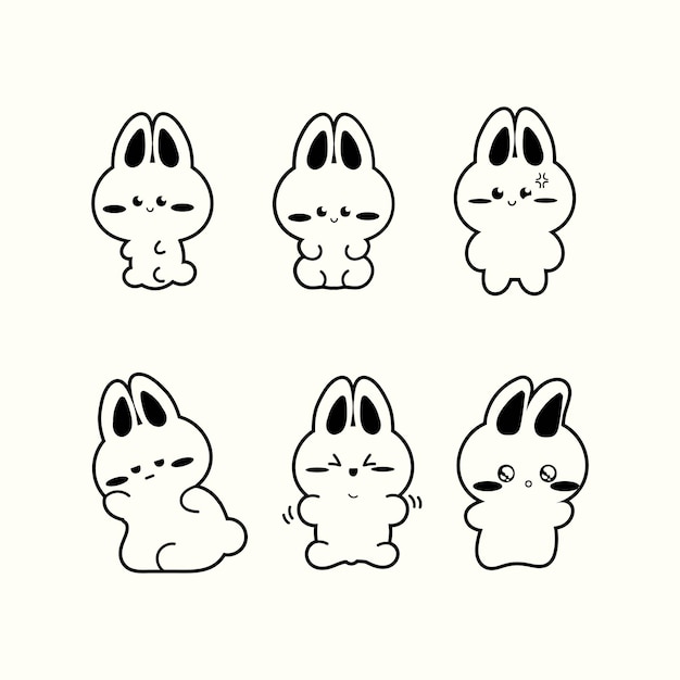 Vetor cute bunny black lineart para livros de colorir gráficos vetoriais