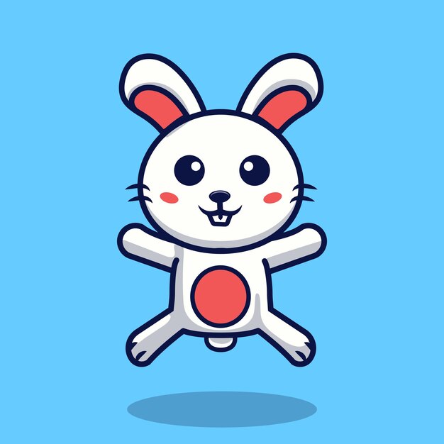 Vetor cute bunny jumping vector ilustração de desenho animado