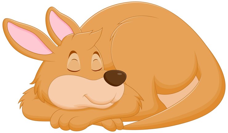 Vetor cute canguru cartoon dormindo ilustração vector animal nature icon concept