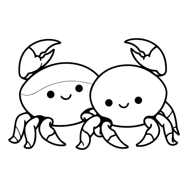 Vetor cute cartoon caranguejo isolado em fundo branco estilo de desenho animado