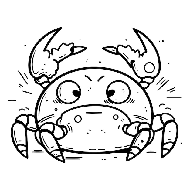 Vetor cute cartoon crab ilustração vetorial isolada em um fundo branco