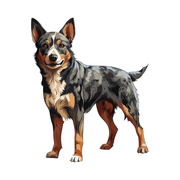 Vetor cute cattle dog cartoon vector art ilustração de design