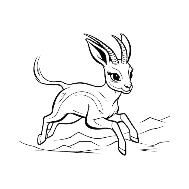 Cute cervo página de colorir ilustração de contorno personagem de desenho animado cervo ilustração vetorial de colorir