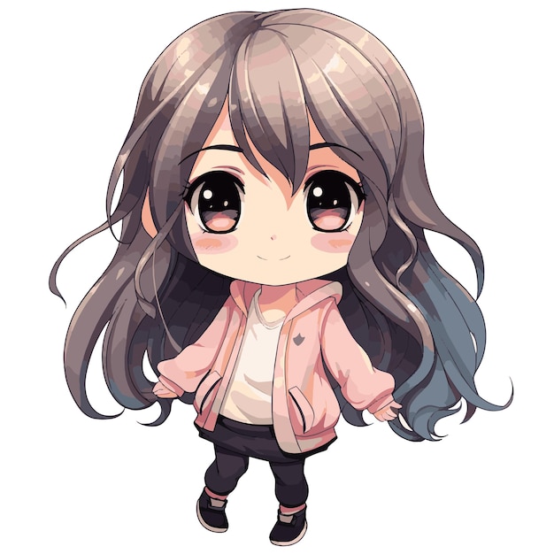 Cute Chibi Anime Girl Arte vetorial