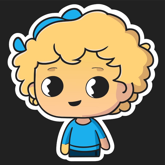 Cute chibi boy mão desenhada cartoon adesivo ícone conceito ilustração isolada