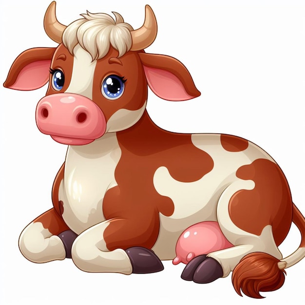 Vetor cute cow vector ilustração de desenho animado