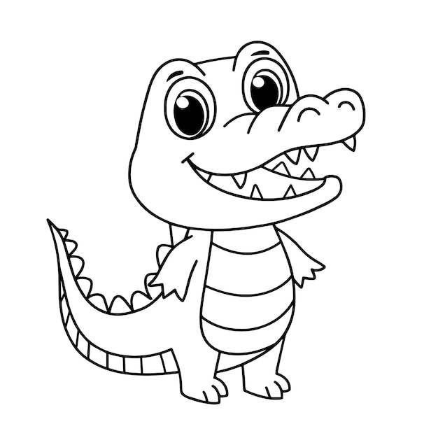 Cute crocodilo desenho animado página de coloração ilustração vetor para crianças livro de colorir