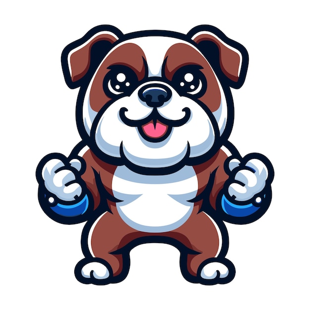 Vetor cute desenho animado buldogue cachorro mascote personagem design vetor modelo de logotipo isolado em fundo branco