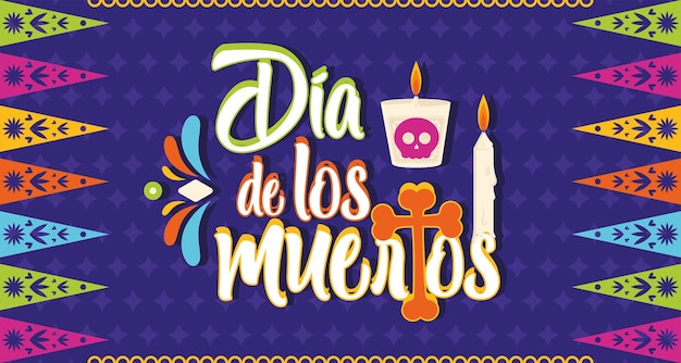 Vetor cute dia de los muertos cartaz vetor