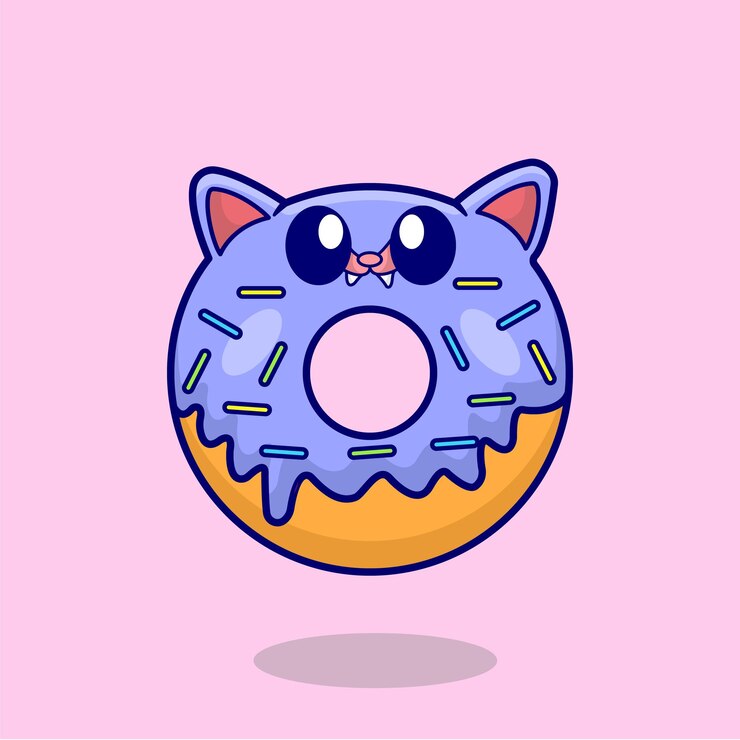 Vetor cute donut cartoon vector icon ilustração alimentação bebida icon conceito isolado vector premium